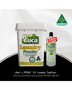 Euca Laundry Powder - 12kg + Laundry Sanitiser Liquid Eucalyptus 1lt