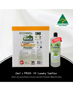 Laundry Powder - Lemon Myrtle 18kg Eco Box + Laundry Sanitiser Liquid Eucalyptus 1lt
